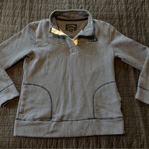 State of Mine SC Nautical Blue‎ and White Striped Mock Neck Pullover S